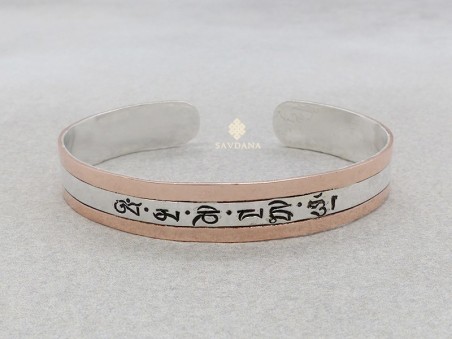 BrA94 Bracelet Tibétain Argent Massif Mantra Om Mani Padme Hum
