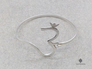 BrA114 Bracelet Tibétain Argent Massif Om