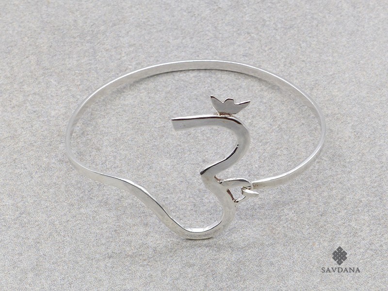 BrA114 Bracelet Tibétain Argent Massif Om