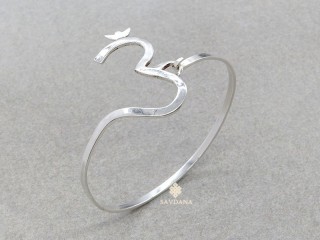 BrA114 Bracelet Tibétain Argent Massif Om
