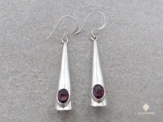 BdOA215 Boucles d'Oreille Argent Massif Grenat