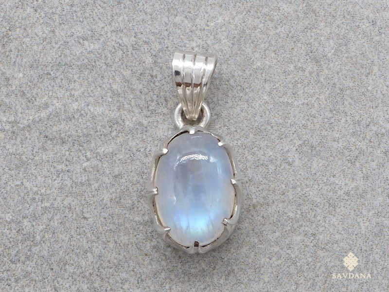 PA607 Pendentif Argent Massif Pierre de Lune