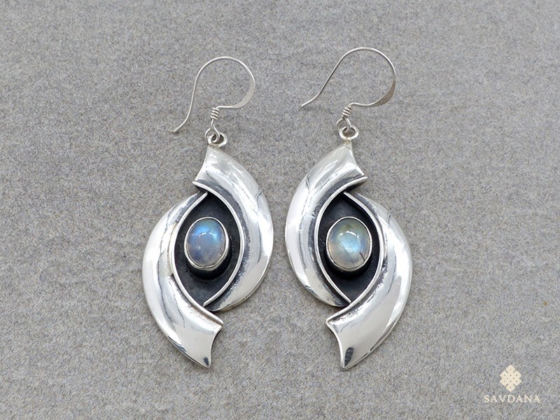 BdOA224 Boucles d'Oreille Argent Massif Labradorite
