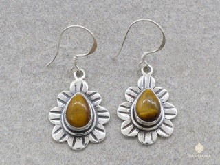 BdOA225 Boucles d'Oreille Argent Massif Oeil de Tigre