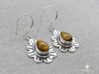 BdOA225 Boucles d'Oreille Argent Massif Oeil de Tigre