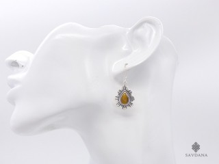BdOA225 Boucles d'Oreille Argent Massif Oeil de Tigre