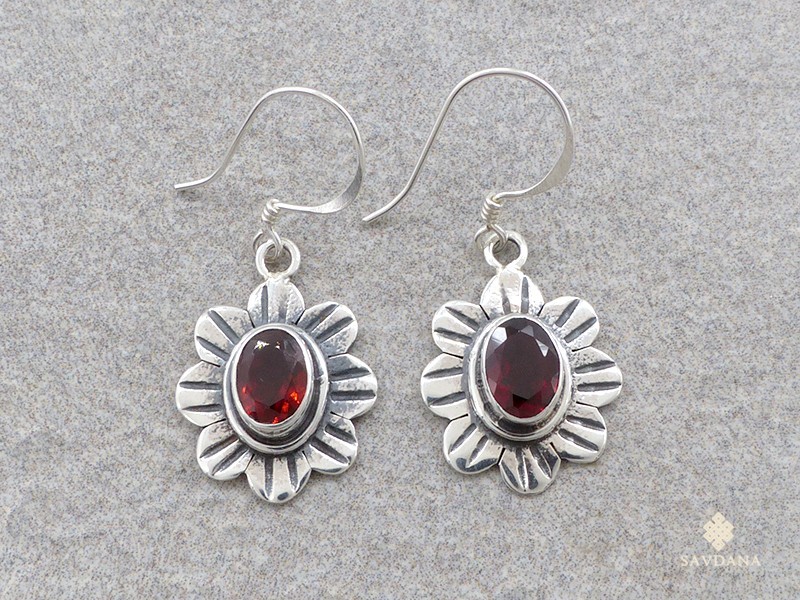 BdOA226 Boucles d'Oreille Argent Massif Grenat