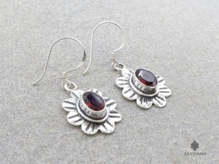 BdOA226 Boucles d'Oreille Argent Massif Grenat