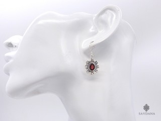BdOA226 Boucles d'Oreille Argent Massif Grenat