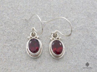 BdOA229 Boucles d'Oreille Argent Massif Grenat
