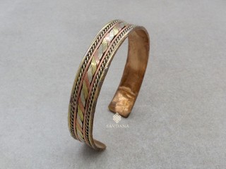 BrD331 Bracelet Tibétain Cuivre Laiton Métal Argenté Om