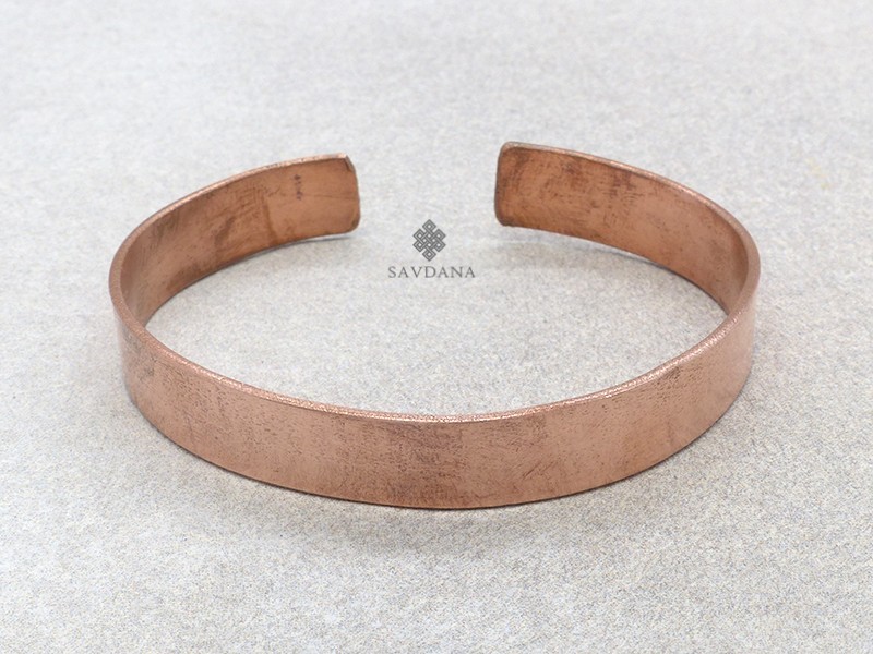 Bracelet Tibétain En Cuivre Martelé à La Main - Style Ethnique Primitif, Ajustable