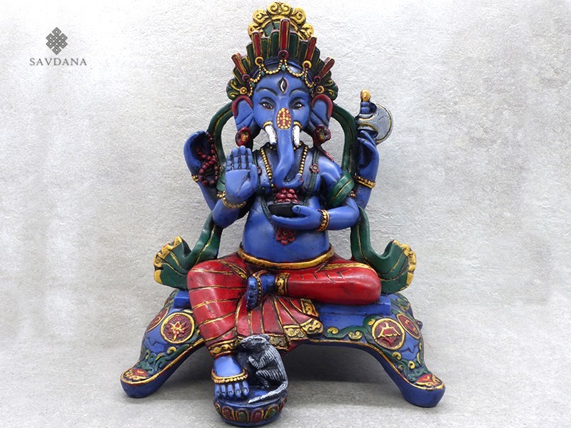 St59 Statue Ganesh Signes Auspicieux du Bouddhisme Astamangala