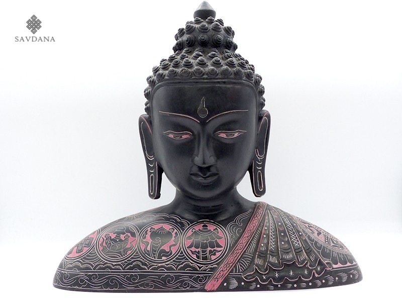 St34 Statue Bouddha Signes Auspicieux Mantra