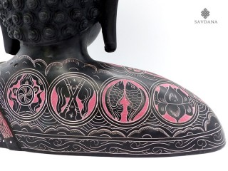 St34 Statue Bouddha Signes Auspicieux Mantra