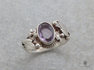 BA514 Bague Argent Massif Améthyste. Taille 57