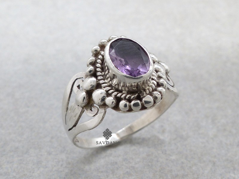 Bague En Argent Massif 925 Avec Améthyste Violette – Taille 53 – Modèle B923 – Occasion