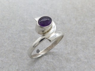 BA518 Bague Argent Massif Améthyste. Taille 55
