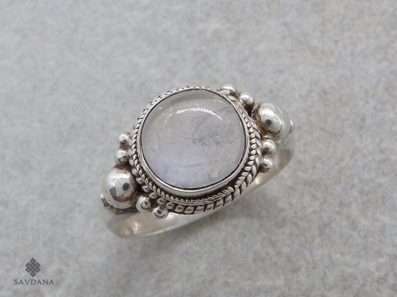 BA362 Bague Argent Massif Pierre de Lune. Taille 58