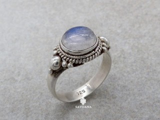 BA362 Bague Argent Massif Pierre de Lune. Taille 58