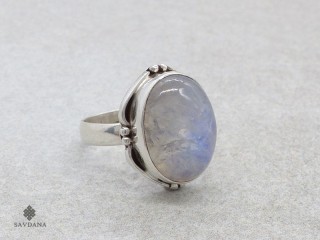 BA369 Bague Argent Massif Pierre de Lune. Taille 55