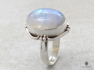BA369 Bague Argent Massif Pierre de Lune. Taille 55