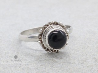 BA530 Bague Argent Massif Onyx. Taille 53