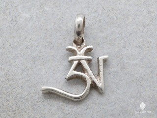 PA640 Petit Pendentif Argent Massif Om Tibétain