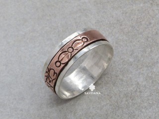 BA86 Bague Argent Massif et Cuivre Mantra