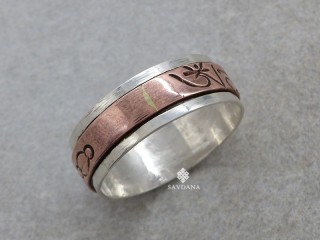BA86 Bague Argent Massif et Cuivre Mantra
