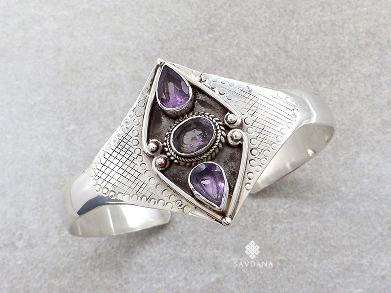 BrA56 Bracelet Argent Massif Améthyste
