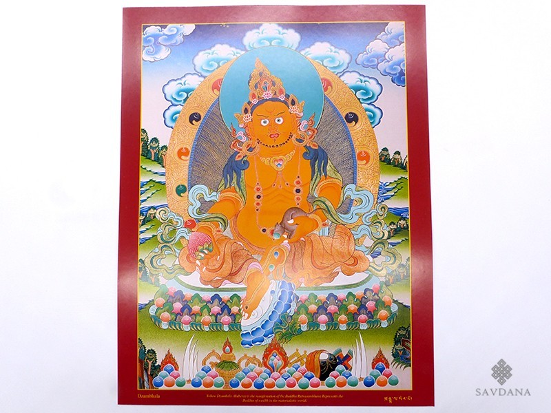 AF128 Affiche Tibétaine Dzambhala Dieu de la Richesse