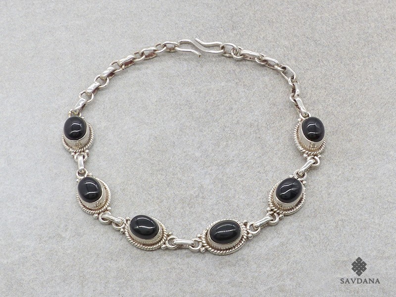 BrA62 Bracelet Argent Massif Onyx