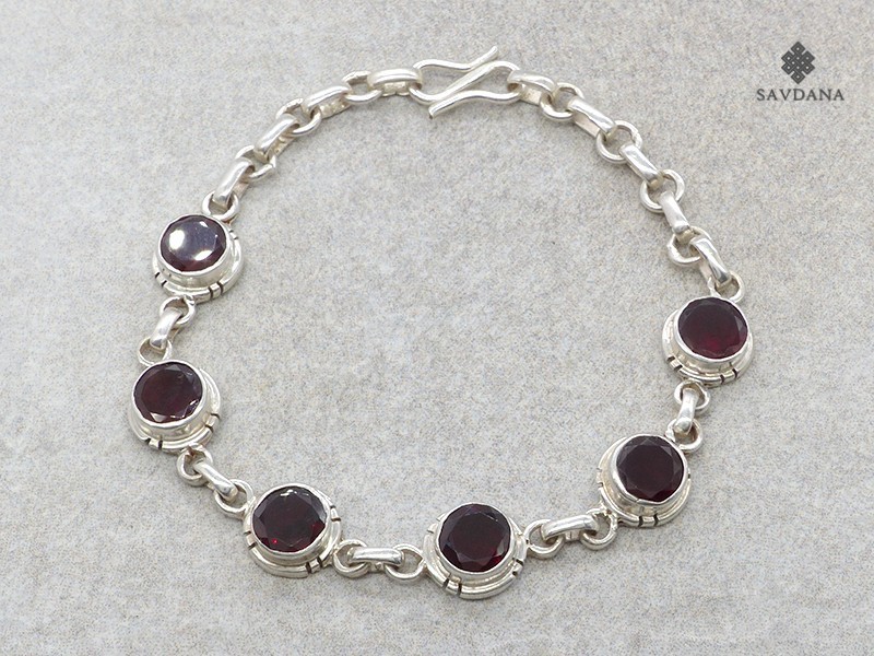 BrA107 Bracelet Argent Massif Grenat