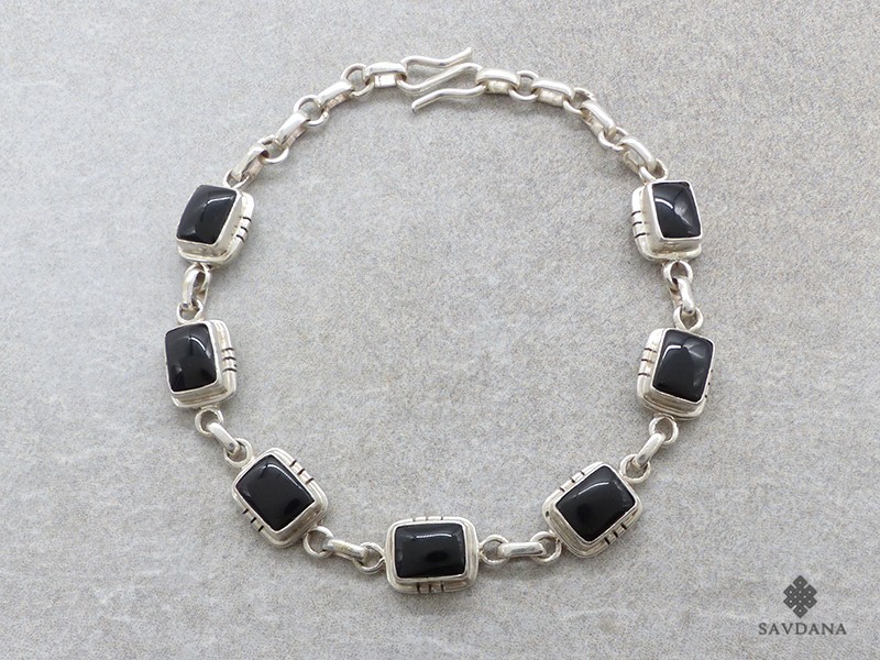 BrA108 Bracelet Argent Massif Onyx