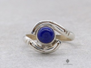 BA225 Bague Argent Massif Lapis Lazuli. Taille 56