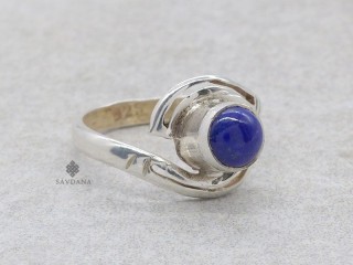 BA225 Bague Argent Massif Lapis Lazuli. Taille 56