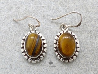 BdOA231 Boucles d'Oreille Argent Massif Oeil de Tigre