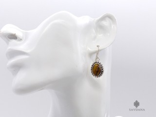 BdOA231 Boucles d'Oreille Argent Massif Oeil de Tigre