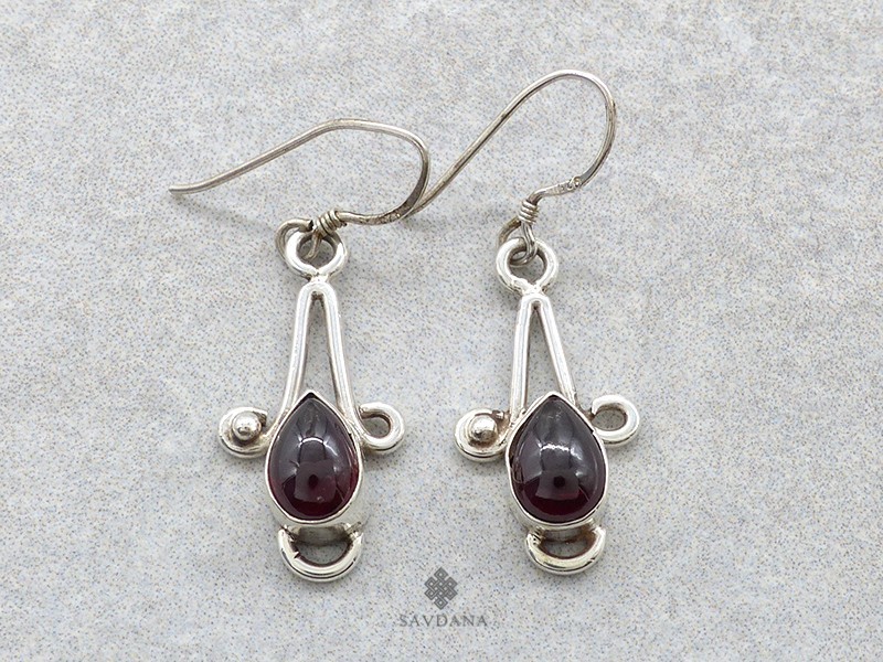 BdOA233 Boucles d'Oreille Argent Massif Grenat