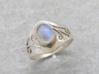 BA494 Bague Argent Massif Pierre de Lune. Taille 57