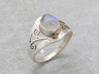 BA494 Bague Argent Massif Pierre de Lune. Taille 57