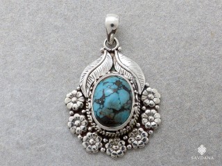 PA421 Pendentif Argent Massif Turquoise