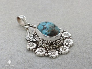 PA421 Pendentif Argent Massif Turquoise