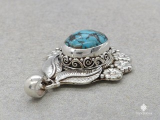 PA421 Pendentif Argent Massif Turquoise