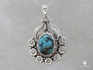 PA421 Pendentif Argent Massif Turquoise