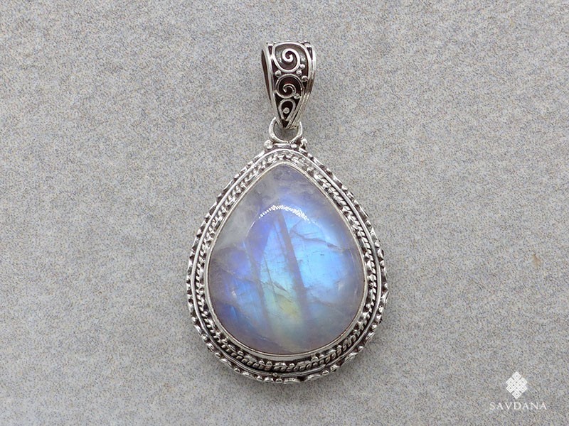 PA646 Pendentif Argent Massif Pierre de Lune