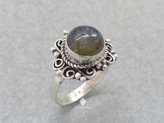 BA254 Bague Argent Massif Labradorite. Taille 55