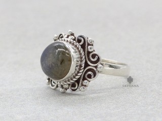 BA254 Bague Argent Massif Labradorite. Taille 55