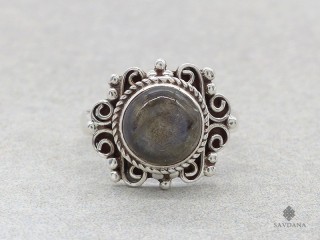BA254 Bague Argent Massif Labradorite. Taille 55